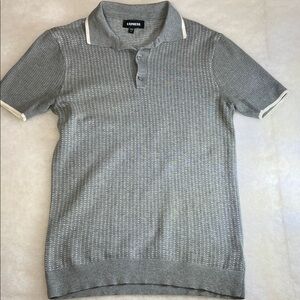 Express Textured Gray Polo Shirt